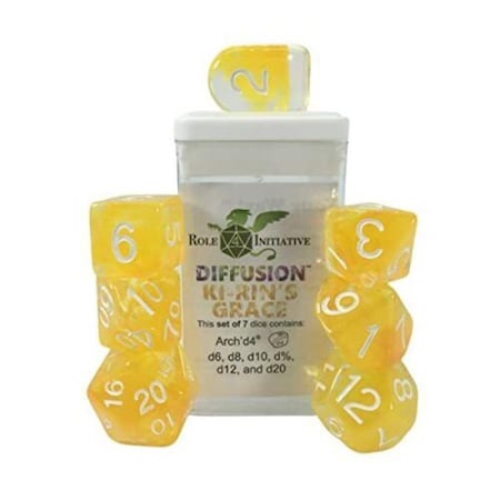 Role 4 Initiative Diffusion Ki-Rins Grace SPR Dice, Set of 7 R4I50535-7C-S